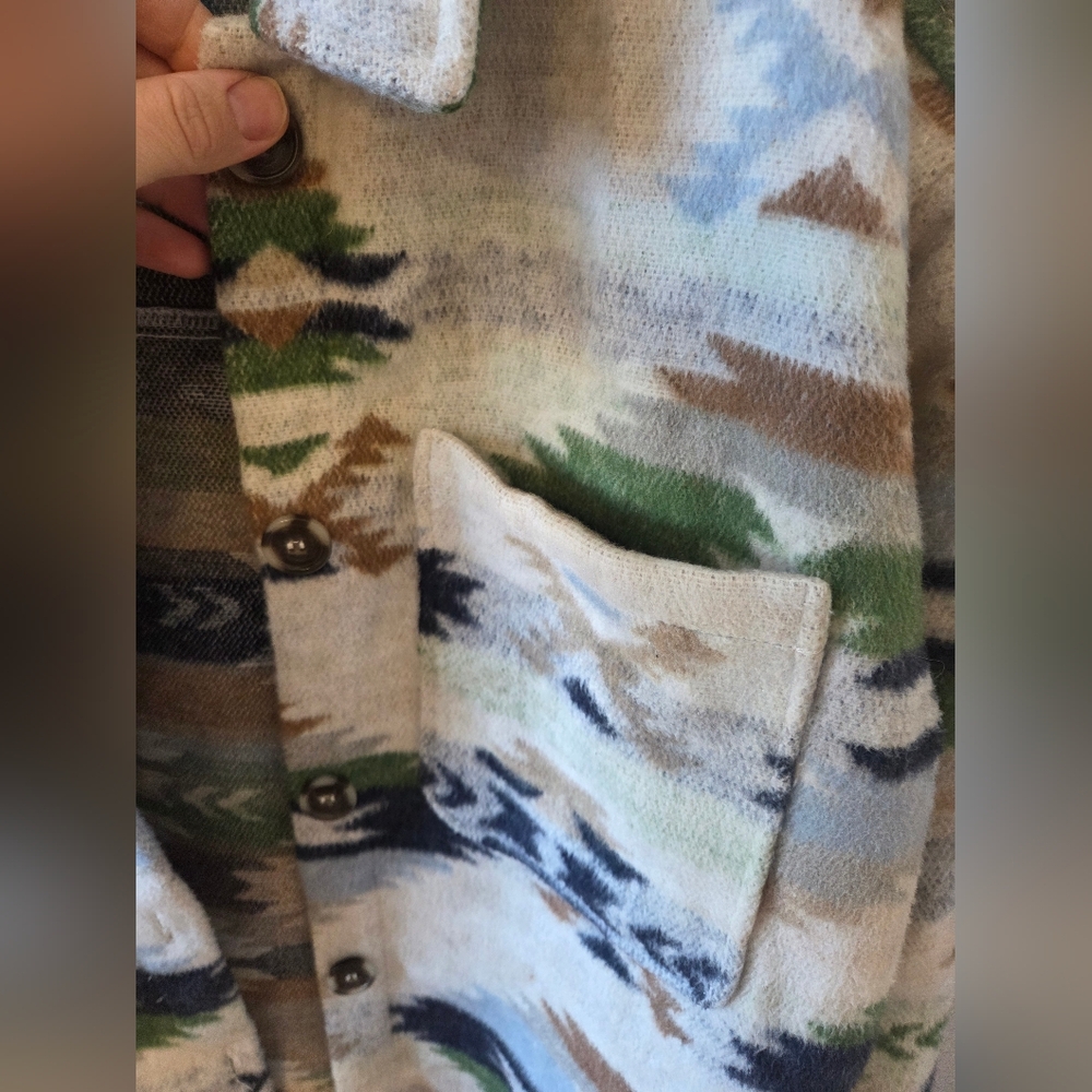 Geometric Oversized Aztec Wool Blend Shacket - Picture 2 of 6
